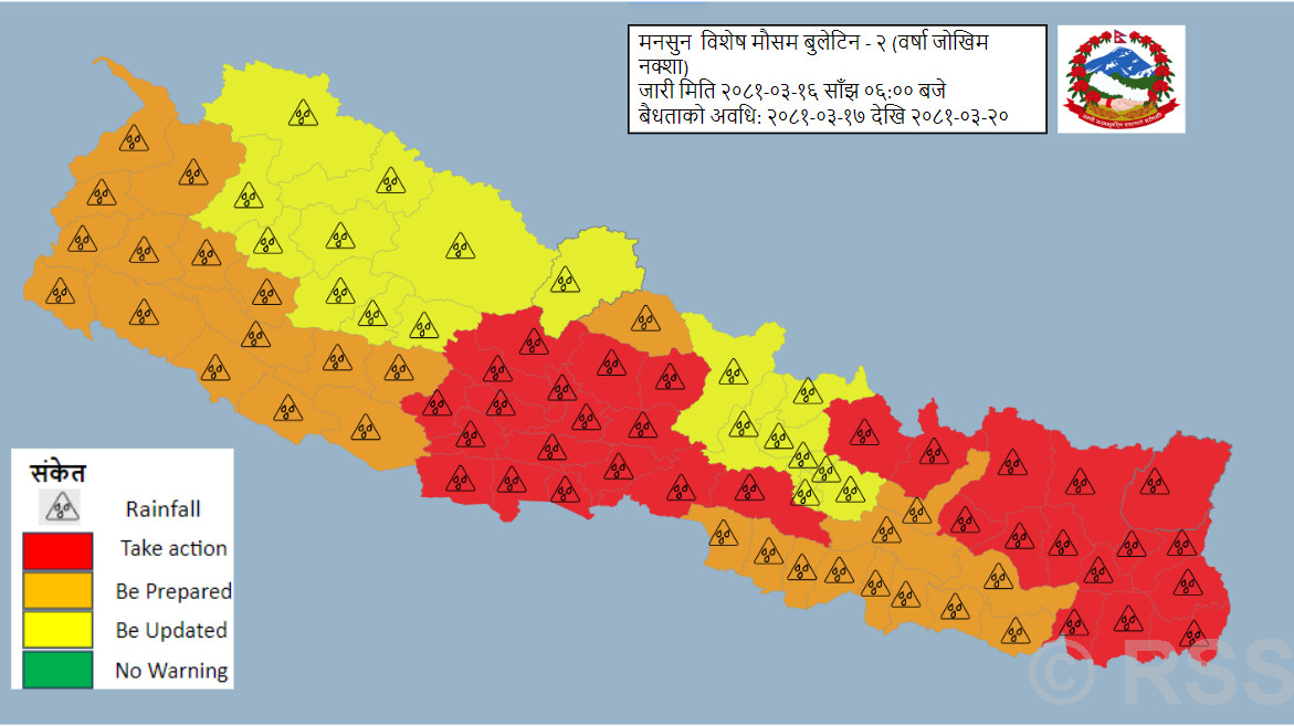 बिहीबारसम्म मनसुन थप सक्रिय हुने, सतर्क रहन अनुरोध