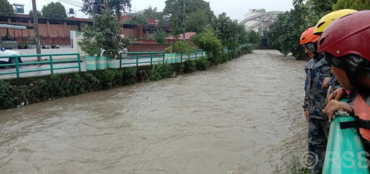 काठमाडौँ उपत्यकाका वाग्मती, विष्णुमती, धोबीखोला, हनुमन्तेलगायत खोलामा जलसतह बढ्यो