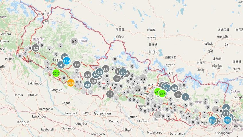 बाग्मती,गण्डकी, लुम्बिनी र सुदूरपश्चिम प्रदेशका केही स्थानमा भारी वर्षाको चेतावनी